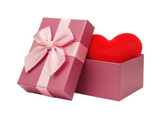 Isolated Pink Gift Box with Red Heart