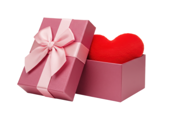 Isolated Pink Gift Box with Red Heart