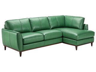 Naklejka premium Stylish leather sectional sofa in vibrant green adds modern touch to any living space