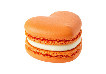 Isolated Heart Shaped Orange Macaron Sandwich