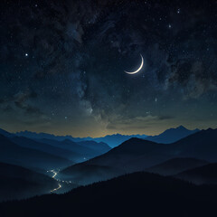 moon over the mountains