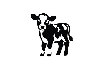 baby cow calf vector silhouette isolated in white background