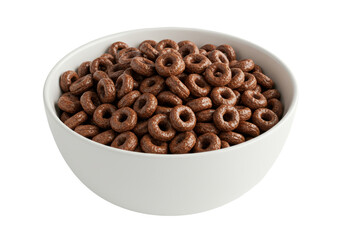 Isolated Chocolate Cereal Rings White Bowl