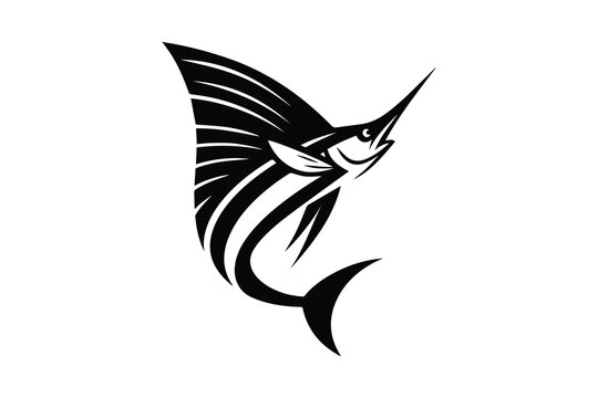 sailfish vector silhouette isolated in white background