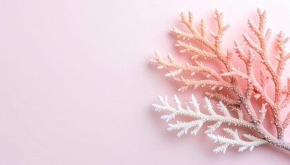 Naklejka premium A stunning closeup of pink coral against soft pink background, an underwater paradise