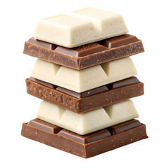 White and brown chocolate stack isolated on white background