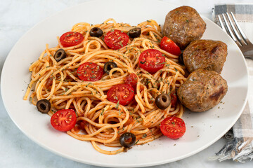 spaghetti with  italian meatballs