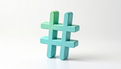 Obraz premium Vibrant green hash symbol on minimalist white background, a modern graphic design element