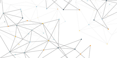 Abstract geometric background with connecting dots and lines with low poly triangle shapes. Polygonal Mesh Background Vector design digital technology concept Global network connection data structure. © Kainat 