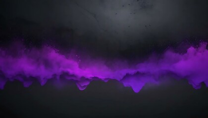 A vibrant, abstract cloud of deep purple pigment floats against a dark, moody atmospheric backdrop.