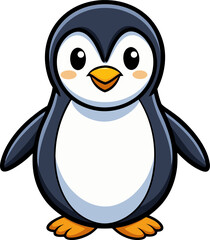Playful penguin icon with heart shape