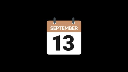 13 September in calendar animation without background