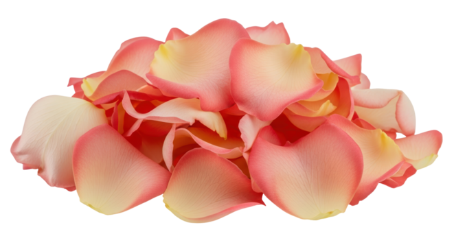Isolated Pile of Delicate Peach and Pink Rose Petals