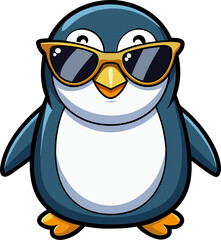 Cute penguin clipart in flat vector style