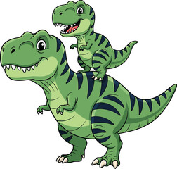 Fototapeta premium Cute green cartoon dinosaur character in a fun wildlife illustration