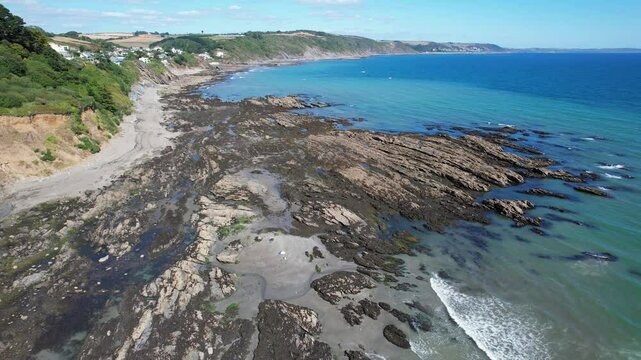 Aerial Footage of Looe Coastal Town and Civil Parish in Southeast Cornwall, England United Kingdom. High Angle Footage Was Captured with Drone Camera on January 10th, 2025