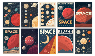 Retro Space Exploration Posters: Vintage Cosmic Art Collection