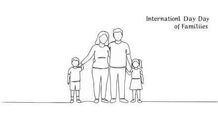 A Simple illustration of a happy family with two children, symbolizing love, connection, and family bonds. It conveys warmth and togetherness.