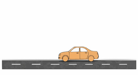 A simplistic illustration depicts a car traveling along a straight road