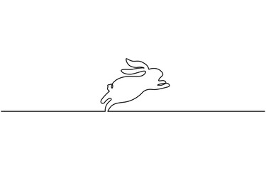 Obraz premium Continuous one line drawing of Easter Bunny. Fluffy rabbit silhouette, Easter Bunny Continuous Single Line Drawing with Editable Stroke