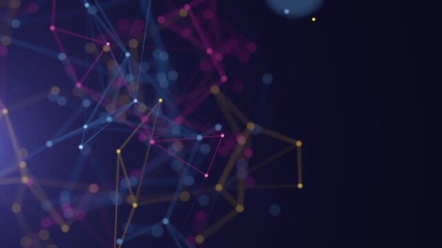 Abstract digital data network, 4K seamless loop animation with copy space