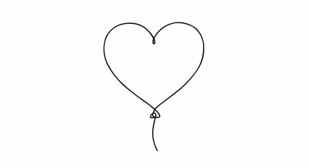 A Minimalist Line Drawing of a Heart-Shaped Balloon Representing Love