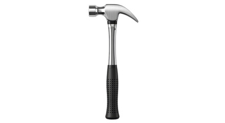 Isolated Chrome Hammer with Black Grip Tool Design