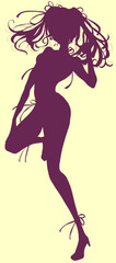 水着のアイドル風の女性　シルエット