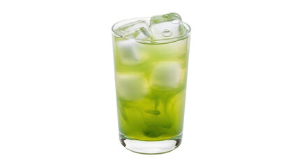 Isolated Green Cocktail Drink with Ice Cubes Refreshment