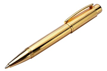 Elegant golden pen isolated on white background