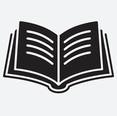 manual icon silhouette vector art illustration, open book isolated on white