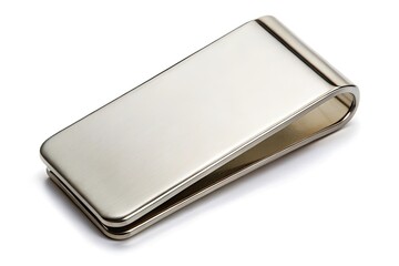 Elegant Silver Money Clip on White Background