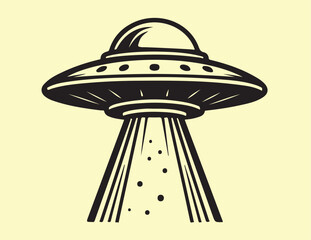 Vintage UFO Illustration Retro Flying Saucer Design