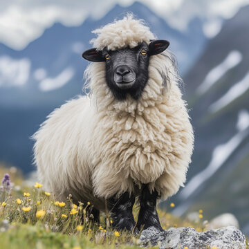 valais blacknose sheep, animal, illustration, background, sheep, farm, wool, mammal, nature, grazing, pasture, rural, countryside