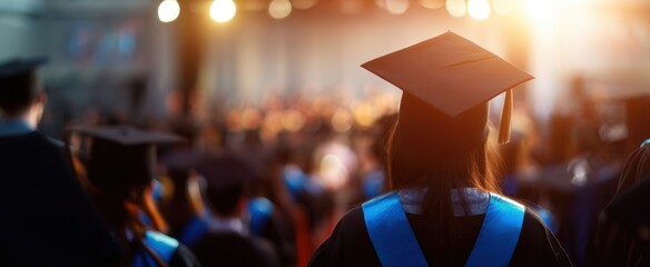 The commemorative moment of students celebrating graduation in cap and gown.