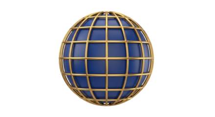 Isolated Golden Grid Globe Representing Global Connection