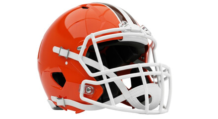 Isolated Glossy Brown Football Helmet with White Stripes, for Sports Equipment
