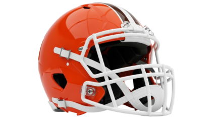 Isolated Glossy Brown Football Helmet with White Stripes, for Sports Equipment