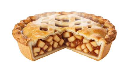 Isolated Freshly Baked Apple Pie with Lattice Crust, a Classic American Dessert