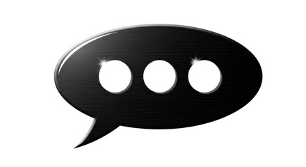 Isolated Shiny Black Speech Bubble with Three Dots