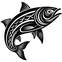 Tribal Salmon Design Vector Illustration of a Fish in Indigenous Style