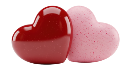 Isolated Pair of Glossy Heart-Shaped Candy