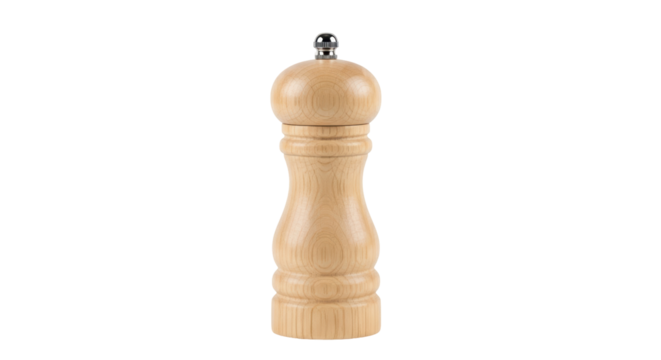 Isolated Wooden Salt Pepper Grinder Mill with Light Texture