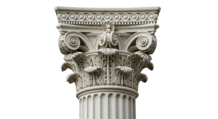 Isolated Ornate Stone Column Capital Classical Architecture