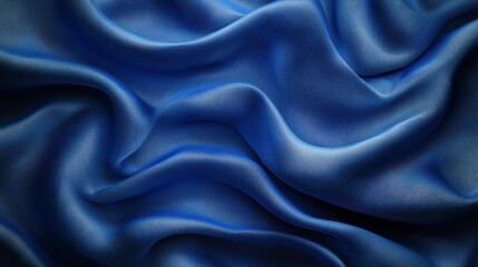 Obraz premium Elegant and Luxurious Deep Blue Satin Fabric with Flowing Wave Pattern