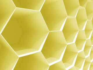 dimensional honeycomb shapes in bright yellow