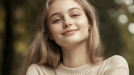 Fototapeta premium Leadership for Climate Action A young woman smiling in natural light.