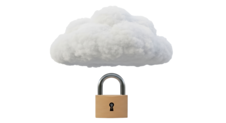 Isolated Cloud with Padlock Secure Cloud Storage Concept
