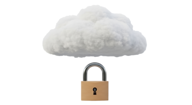 Isolated Cloud with Padlock Secure Cloud Storage Concept