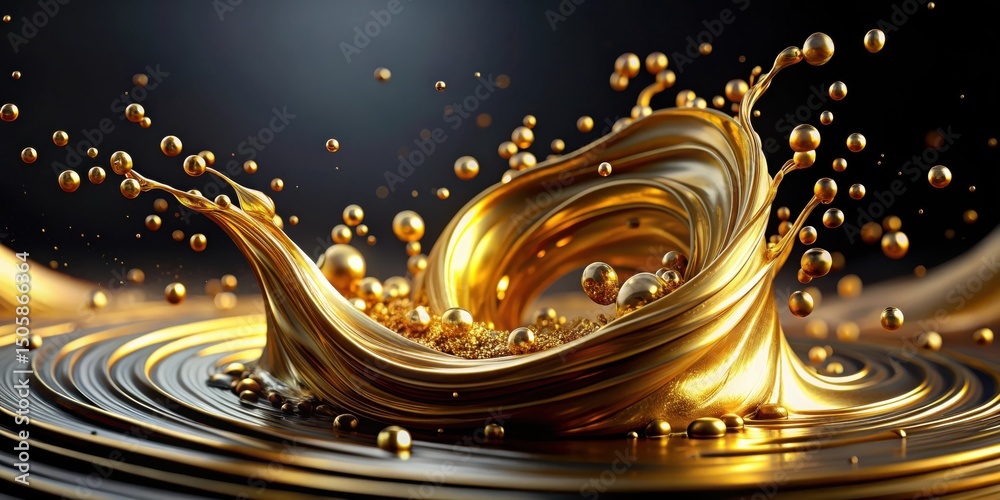 Aufkleber A mesmerizing swirl of golden liquid, creating a captivating display of glistening droplets and intricate patterns